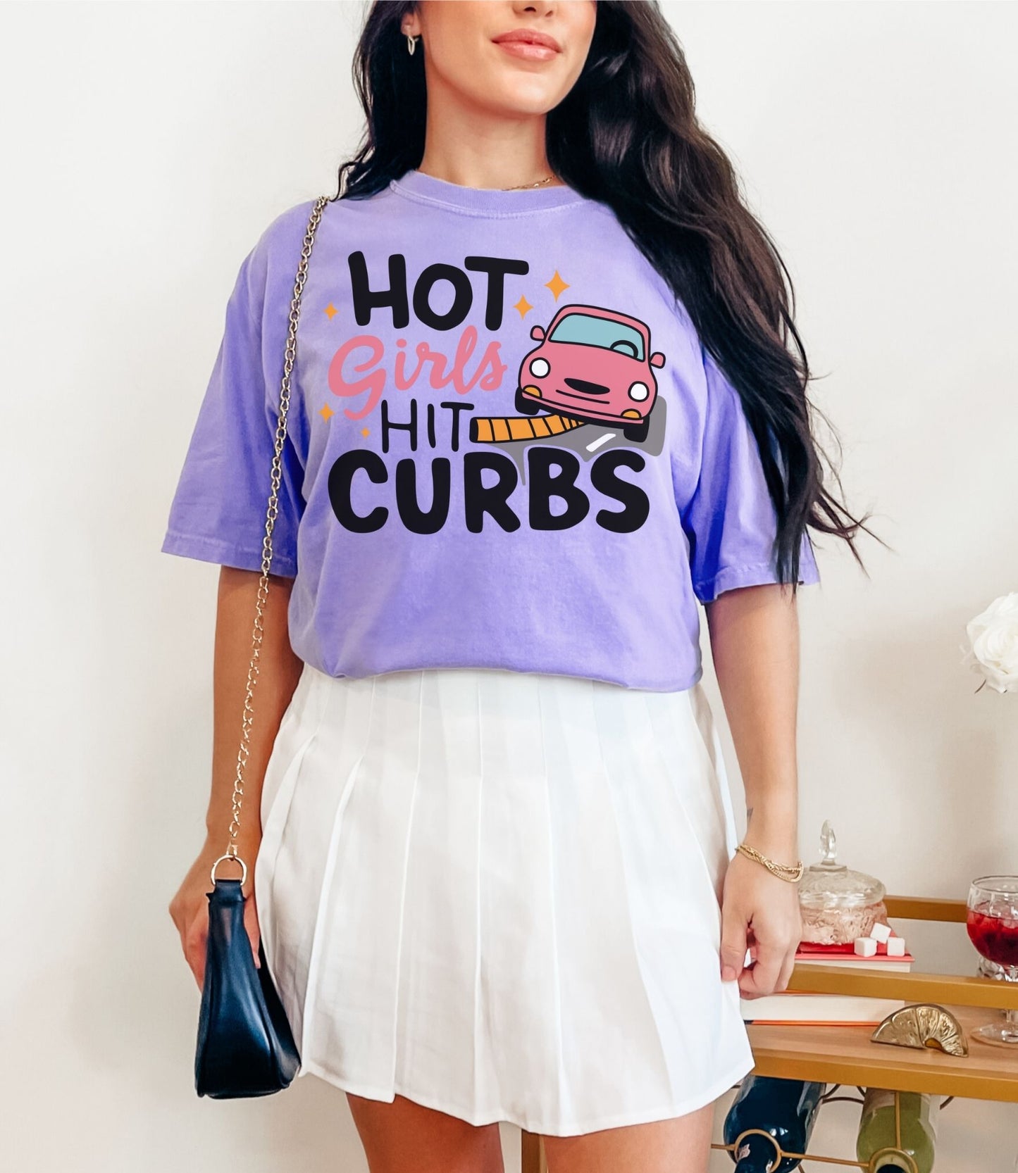 Hot Girls Hit Curbs T-Shirt, Funny Graphic Tee, Unisex Casual Wear, Gift for Friends, Car Enthusiast Apparel