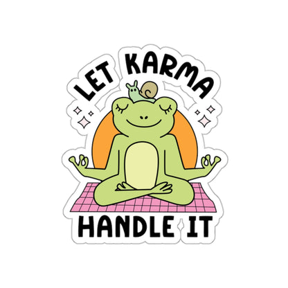 Meditative Frog Die-Cut Stickers - Let Karma Handle It, Cute Frog Stickers, Yoga Decor, Positive Vibes, Gift for Friends