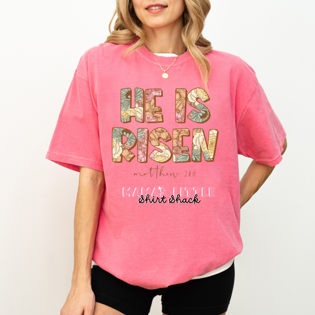 ✝️ He Is Risen Tee – Celebrate Faith in Style! 🌸✨